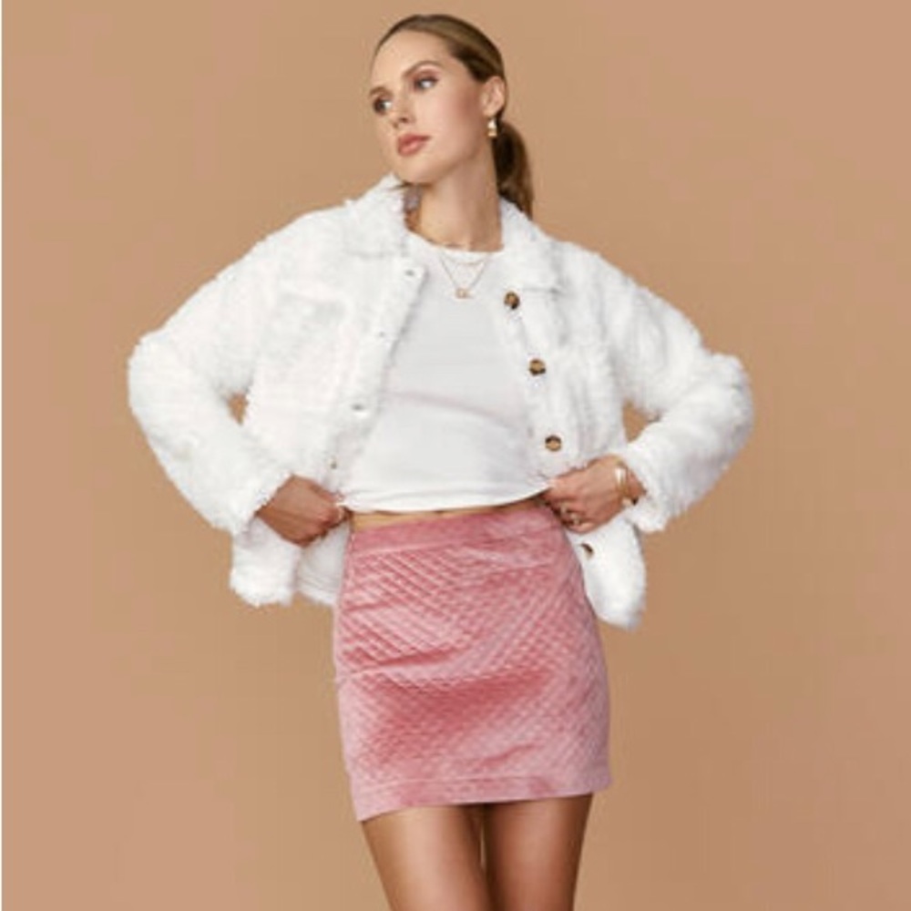 Francesca’s Quilted Mini Skirt sz S dusty rose